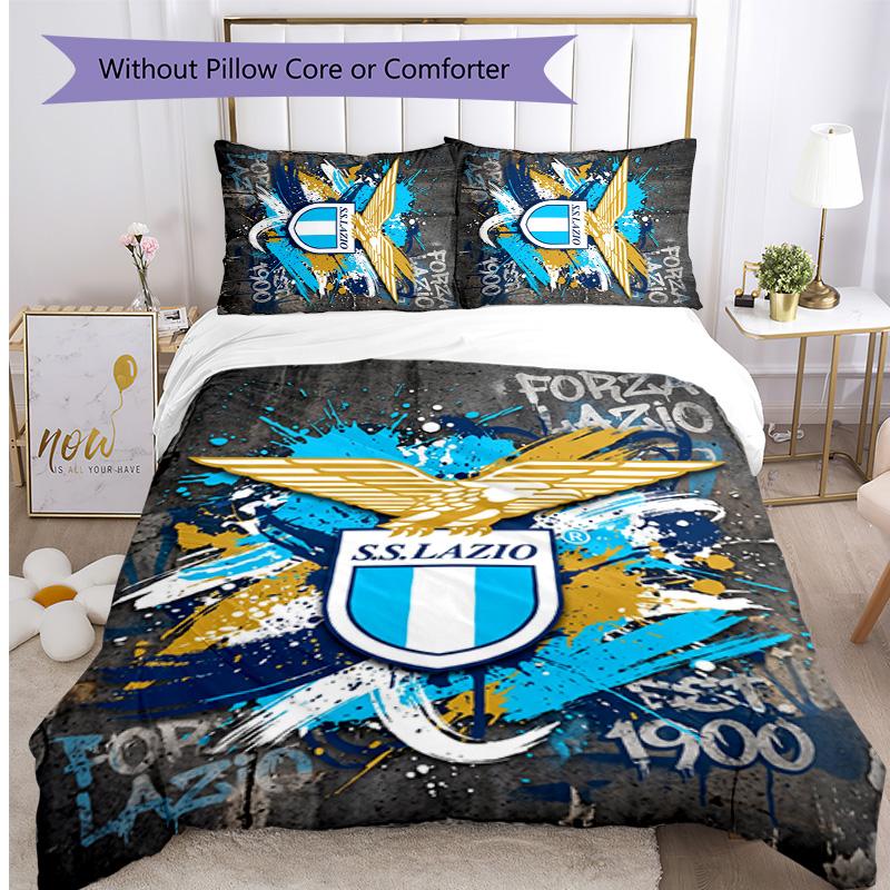Lazio FC Printed 3PCS Bedding Set Breathable Duvet Cover with Pillowcases Decorative Bed Linen for Bedroom Home