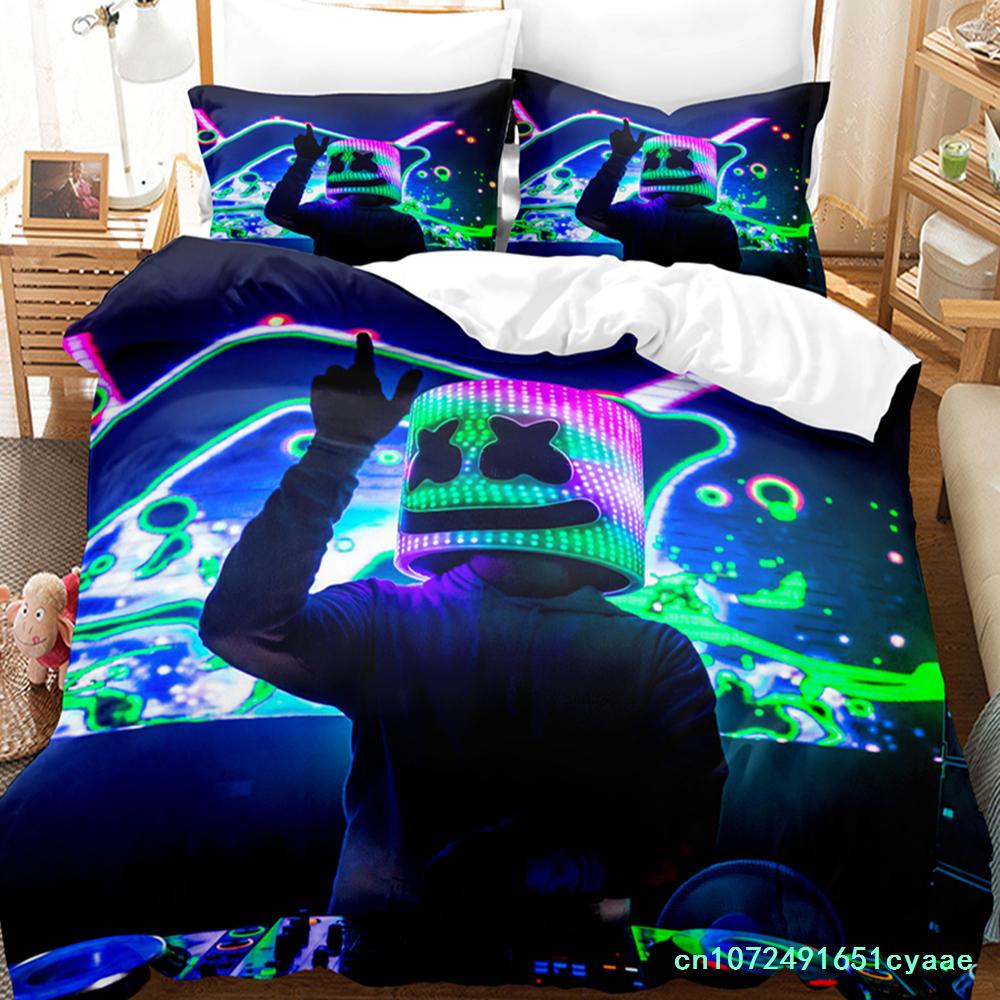 DJ Marshmello Bedding Set Single Twin Full Queen King Size Hip Hop Bed Set Aldult Kid Bedroom Duvetcover Sets 3D Print 030