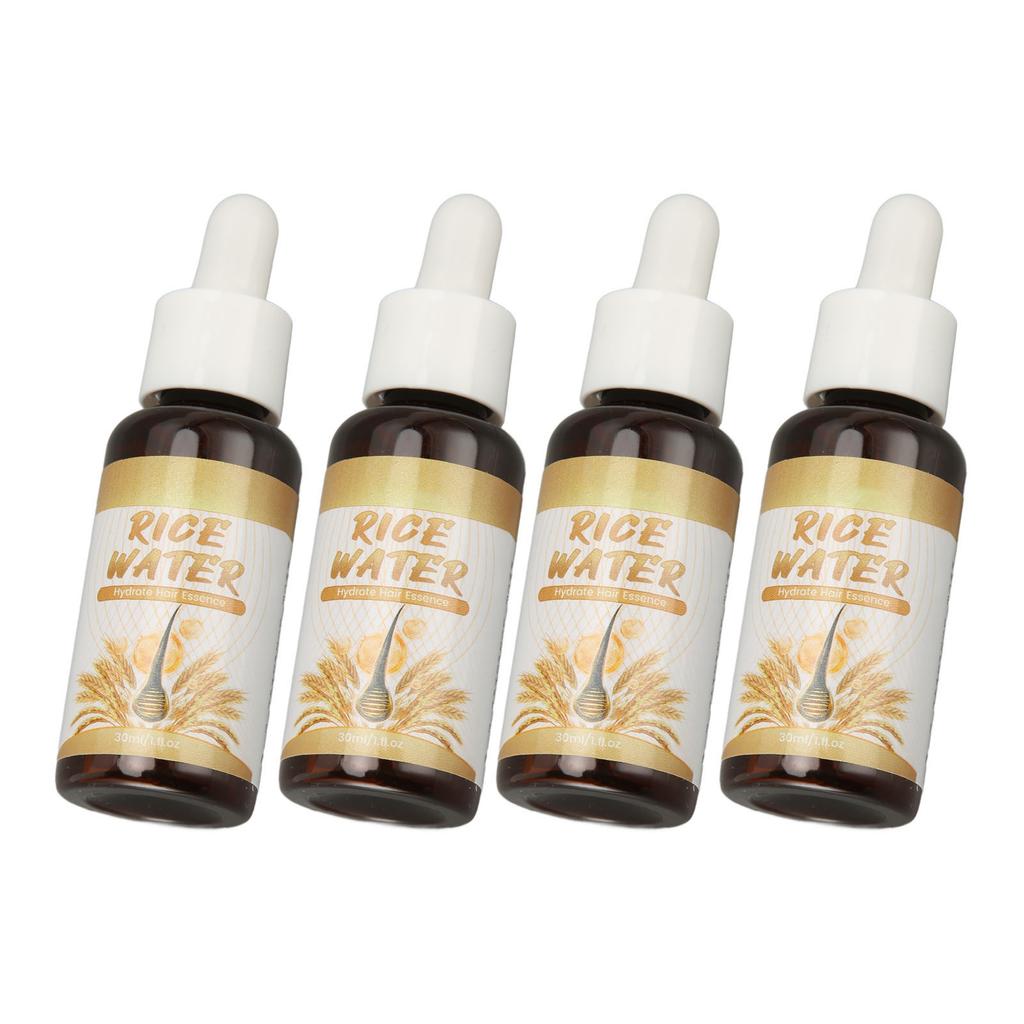 4pcs Rice Water Hair Growth Serum Reduce Split End Follicle Care Moisturizing Nourishing Hair Regrowth Serum 30ml