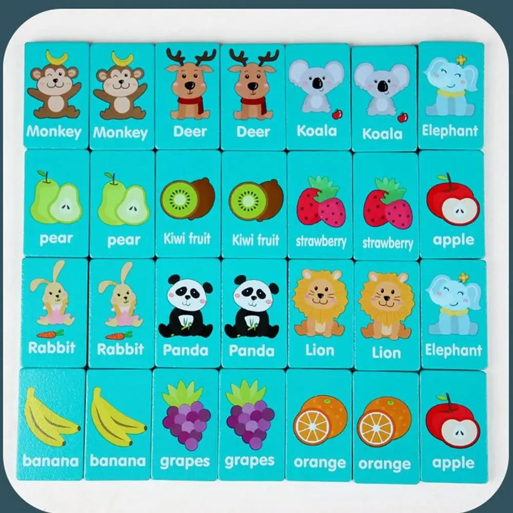 Fruit Animal Memory Solitaire Matching Mahjong Game Early Educational Puzzles Toy Kid Blocks