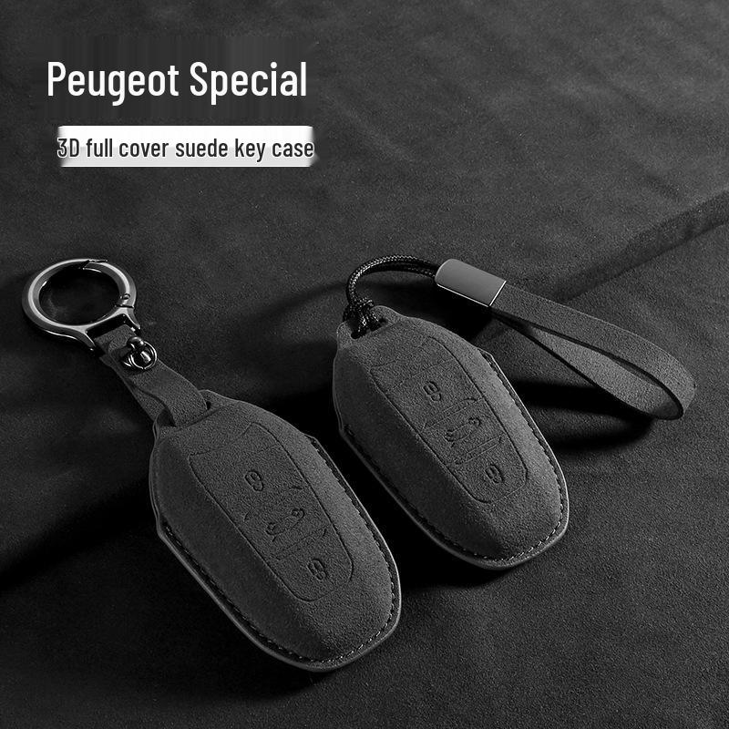 Wildleder Schlüsselhülle für Peugeot 408/508L PHEV/2008/4008 (Modelle 2022/23)