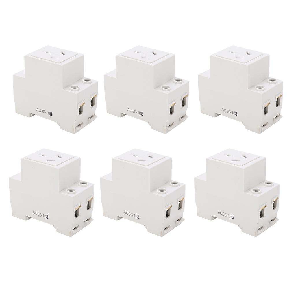 6PCS Modular Socket Guide Rail Power Socket 3 Hole 250V Industrial Power Outlet for Electric Appliance