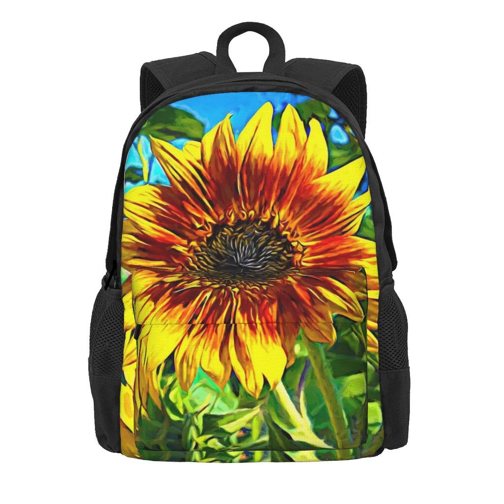 Oil Painting Backpack Flowers Print Daily Backpacks Women Men Style School Bags Custom Soft Rucksack