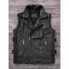 Chinese Size Biker Vest Top Layer Cowhide Leather Vest Men's Slim Short Motorcycle Clothing Riding Jacket Sleeveless Genuine Cow Club Vest