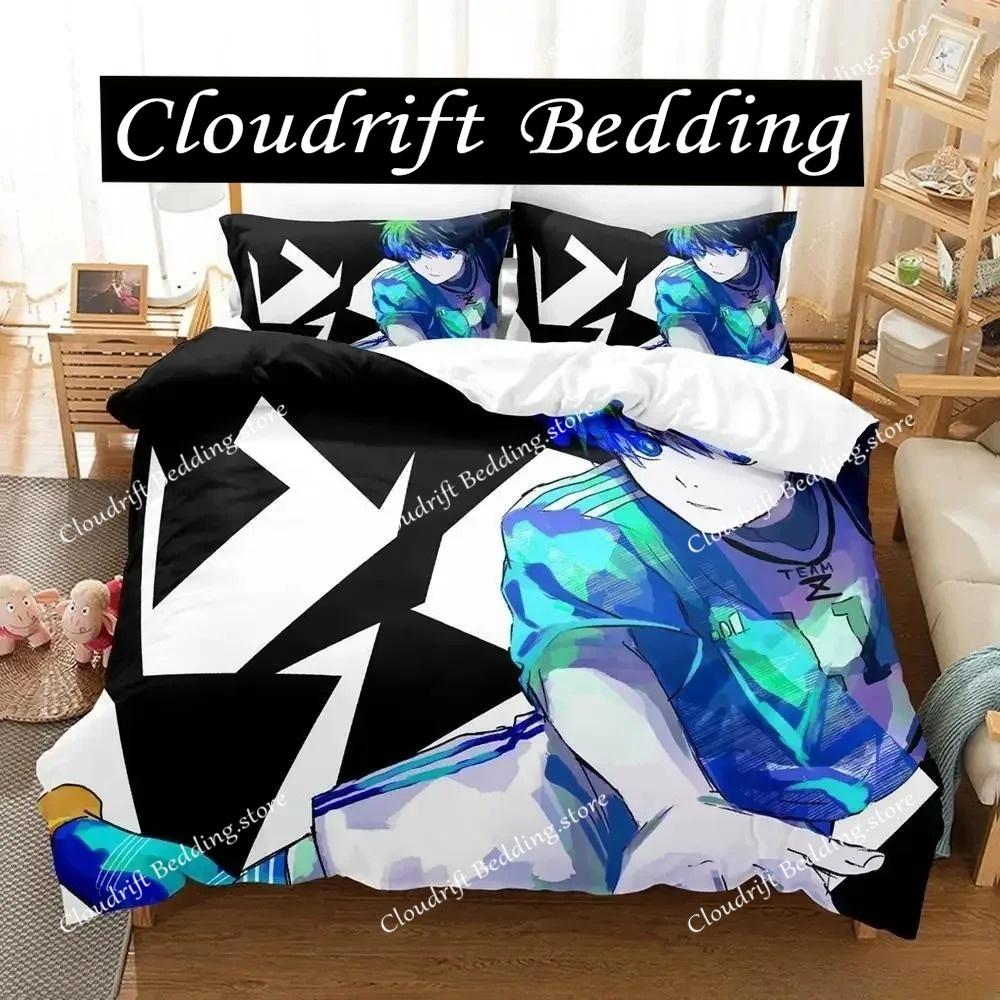 New B-Blue L-Lock Bedding Set Single Twin Full Queen King Size Bed Set Adult Kid Bedroom Duvet Cover Sets 3D Anime Bed Sheet Set