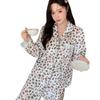 Leoparden-Kätzchen Samt Pyjama im japanischen Stil für Damen - Niedliche & Warme Herbst/Winter Loungewear
