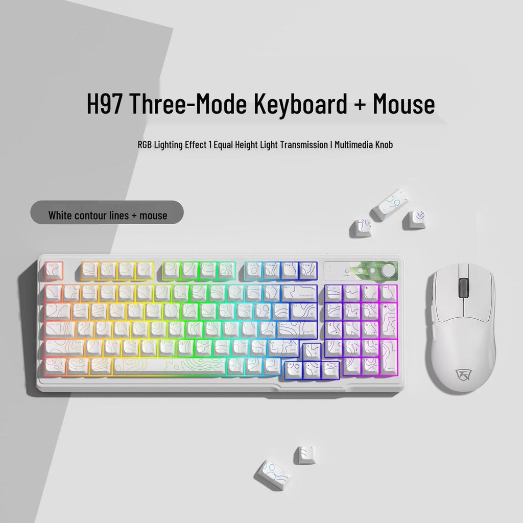 H97 Mechanical Keyboard: Wireless/Wired, RGB, Home/Office/Gaming, Three-Mode Bluetooth for Girls.