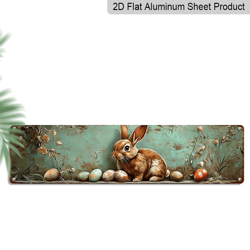 

1pc Vintage Easter Bunny Metal Sign, 4.0 X 16.0inch - Wall Aluminum Decorative Sign for Home, Cafe, Bar, Garage, Farm - Multipurpose, No Electricity 40cm x 10cm