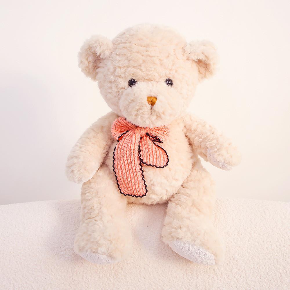 

Plush Teddy Bear Gift For Girlfriend With Bow Tie Soft Stuffed Animal For Birthday Celebration Beige Pink,30cm