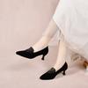 Pointed high heels women's 2025 autumn and winter simple temperament black small single shoes one pedal four-season shoes hot diamond fashion shoes