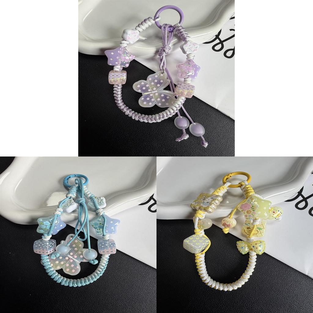 Cartoon Colorful Braided Phone Lanyard With Pvc Material For Keys Bag And Earbud Holder