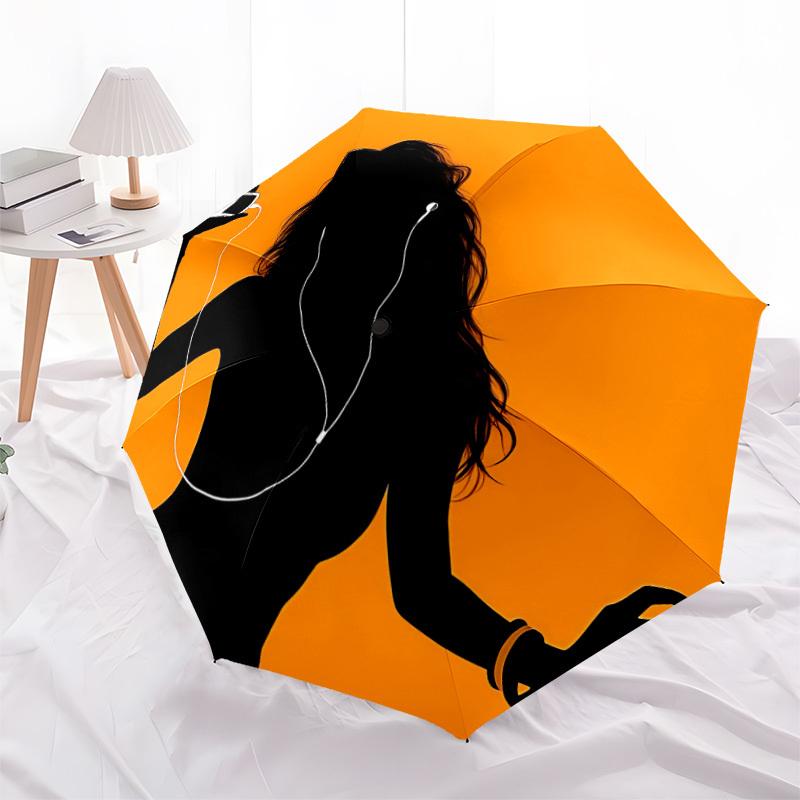 1pc Music Listener Automatic Open/Close Umbrella 8-Rib Strong Frame, Portable Travel Umbrella for Women & Men, Birthday Gift Parties 030