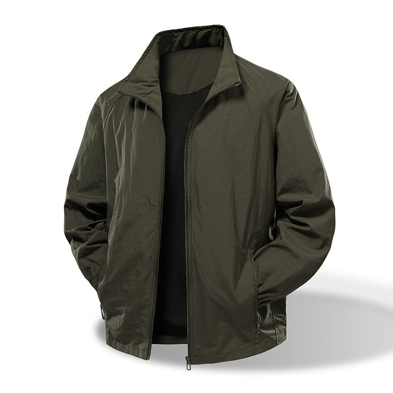New Spring and Autumn Casual Stand Collar Anti-wrinkle Jacket Men's Jacket Solid Color Outdoor Sports Top