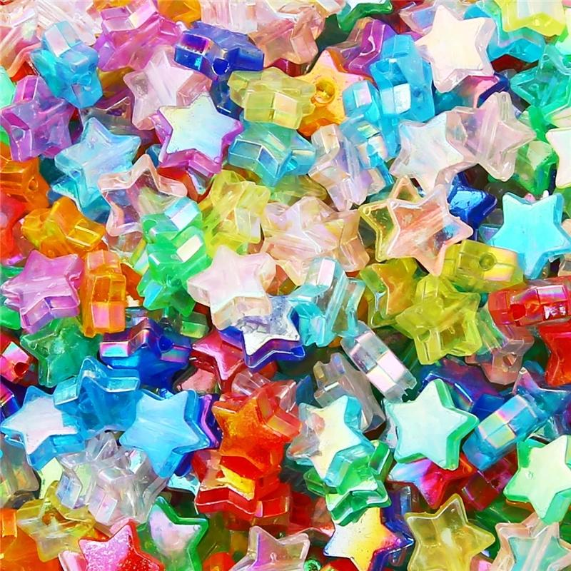 Artículos para fiestas en casa, moda, hechos a mano para hacer joyas, cuentas espaciadoras sueltas de color AB de pentagrama multicolor de alta calidad, cuentas de estrella elaboradas, 40 piezas nuevas