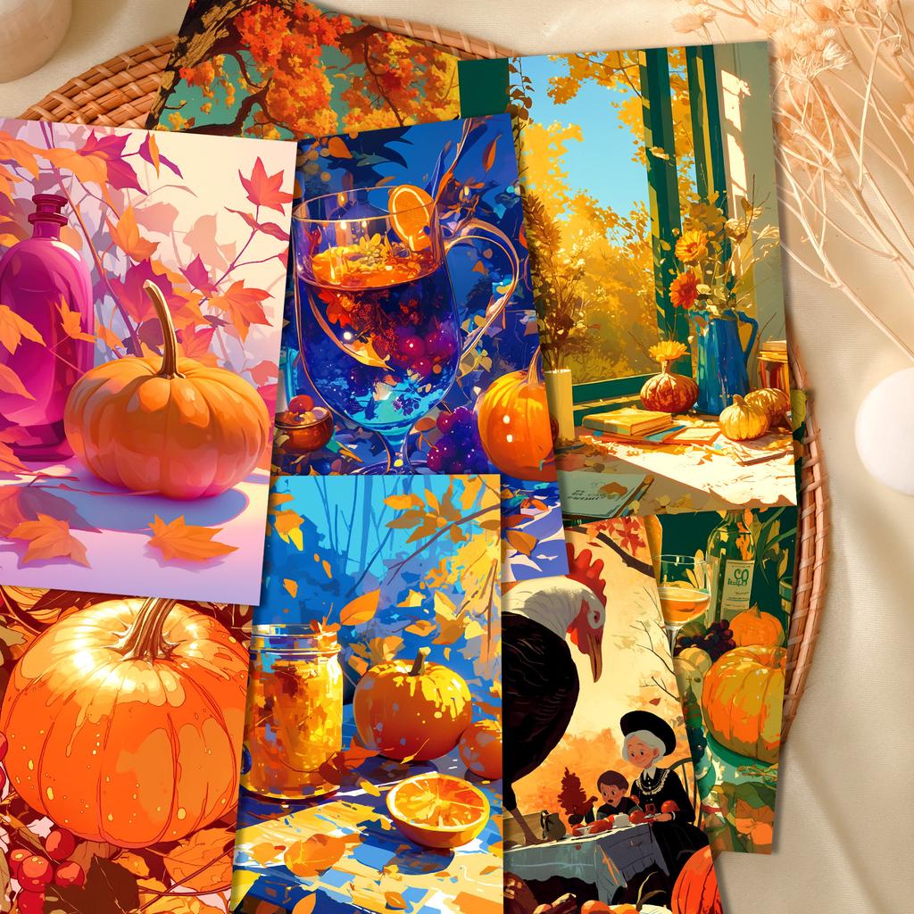 50 Thanksgiving Day Decoration Cards Autumn Harvest Festival Celebration Wall Bedroom Parent-Child Interactive Diy Decoration Cards