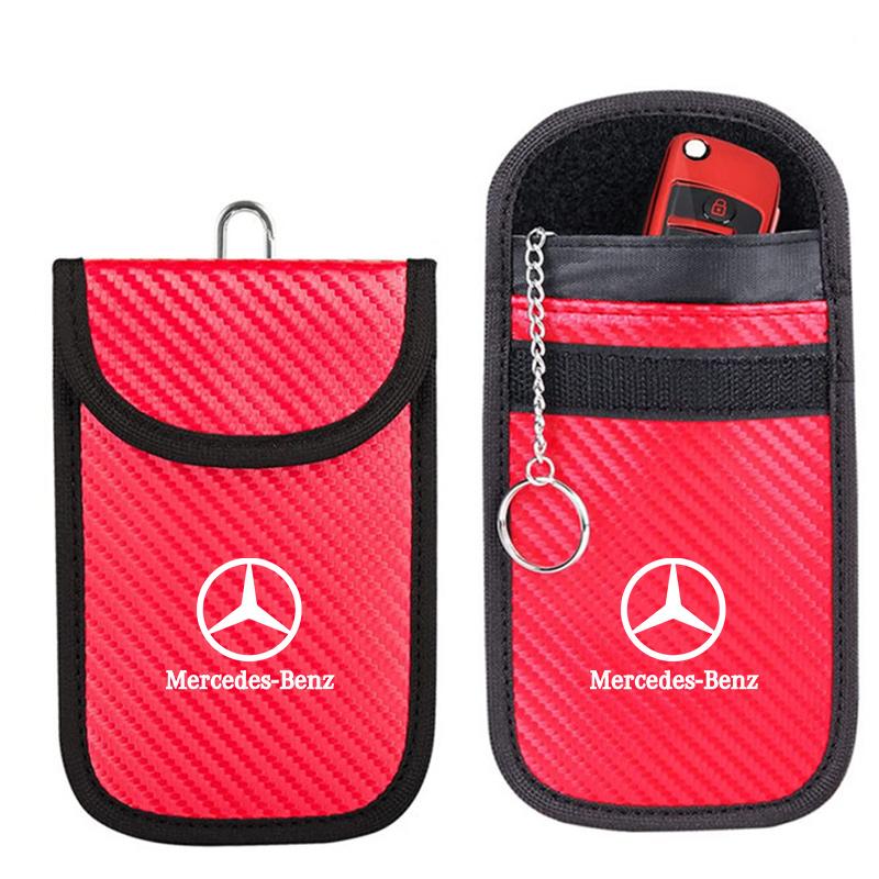 Leather Car Key Case Signal Blocker Bag Shielding Pocket For Mercedes Benz W212 W213 W205 W177 W247 W176 CLS MR8