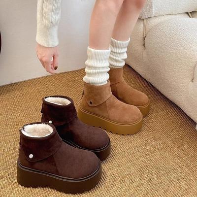 Women's Snow Boots 2025 Winter New Thickened Velvet Warm Thick-soled Large Cotton Northeast European Heightening Shoes Children