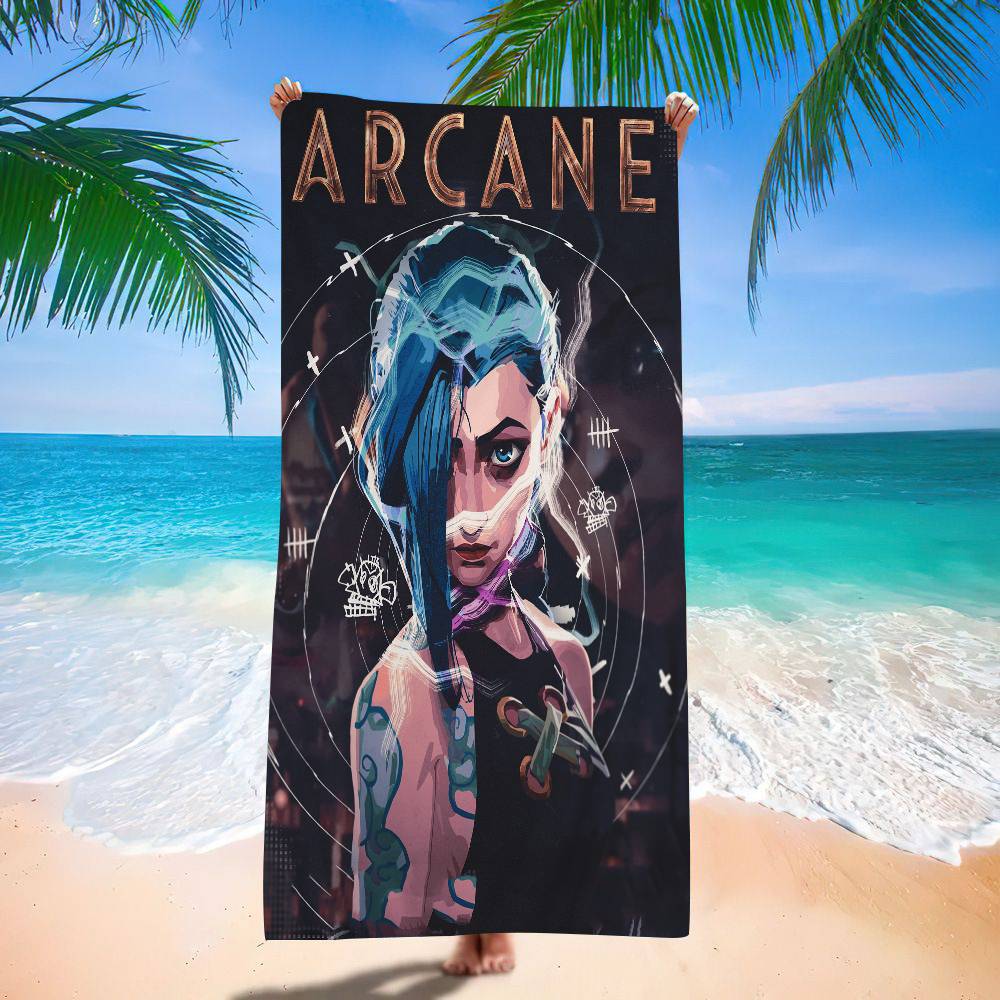 A-Arcanes Seizoen 2 J-Jinxs VI Graffiti Microfiber Printed Beach Towel Mountain Climbing Yoga Beach Swimming Running Absorbent Soft