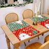 Festive Christmas Placemats With Santa And Snowflakes Red Green Checkered Design For Holiday Celebrations