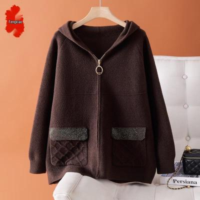 Women's Wool Blend Hooded Cardigan Coat