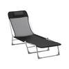 Sun Lounger Deck Chair Reclining Folding With Pillow Adjustable Backrest 5 Levels Black