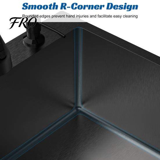 Kitchen Sink Black Sink, Embedded/Top Mounted Stainless Steel Workbench with Cutting Board & Drainage Basket, Single Bowl Accessories (31.5 x 17.7in)