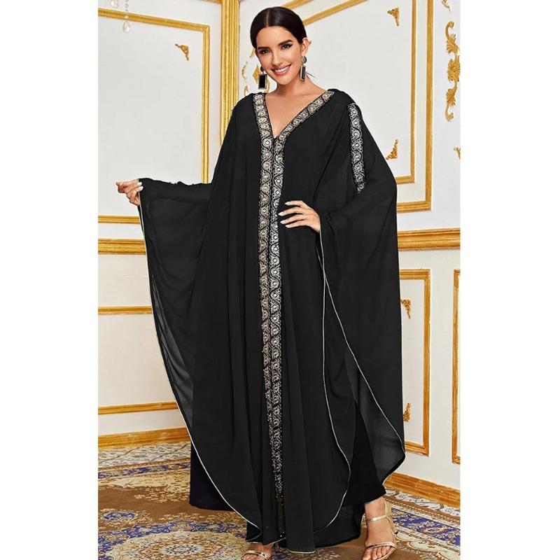 Morocco Kaftan Dubai Hooded Maxi Dress Bat Sleeve Farasha Kaftan Muslim Women African Open Kimono Boubou Evening Dresses