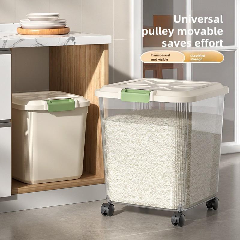Household Rice Bucket Insect-proof Moisture-proof Sealed Food Grade Storage Tank Rice Noodles Storage Tank Large Capacity Rice Bucket Box Wholesale