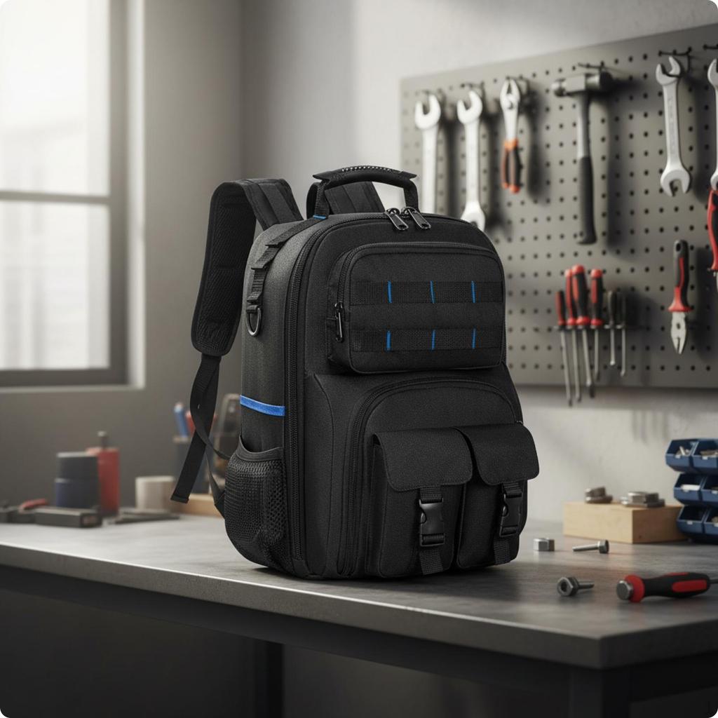 Multiple Compartment Tool Backpack | Heavy Duty, with Pockets, for Job Sites