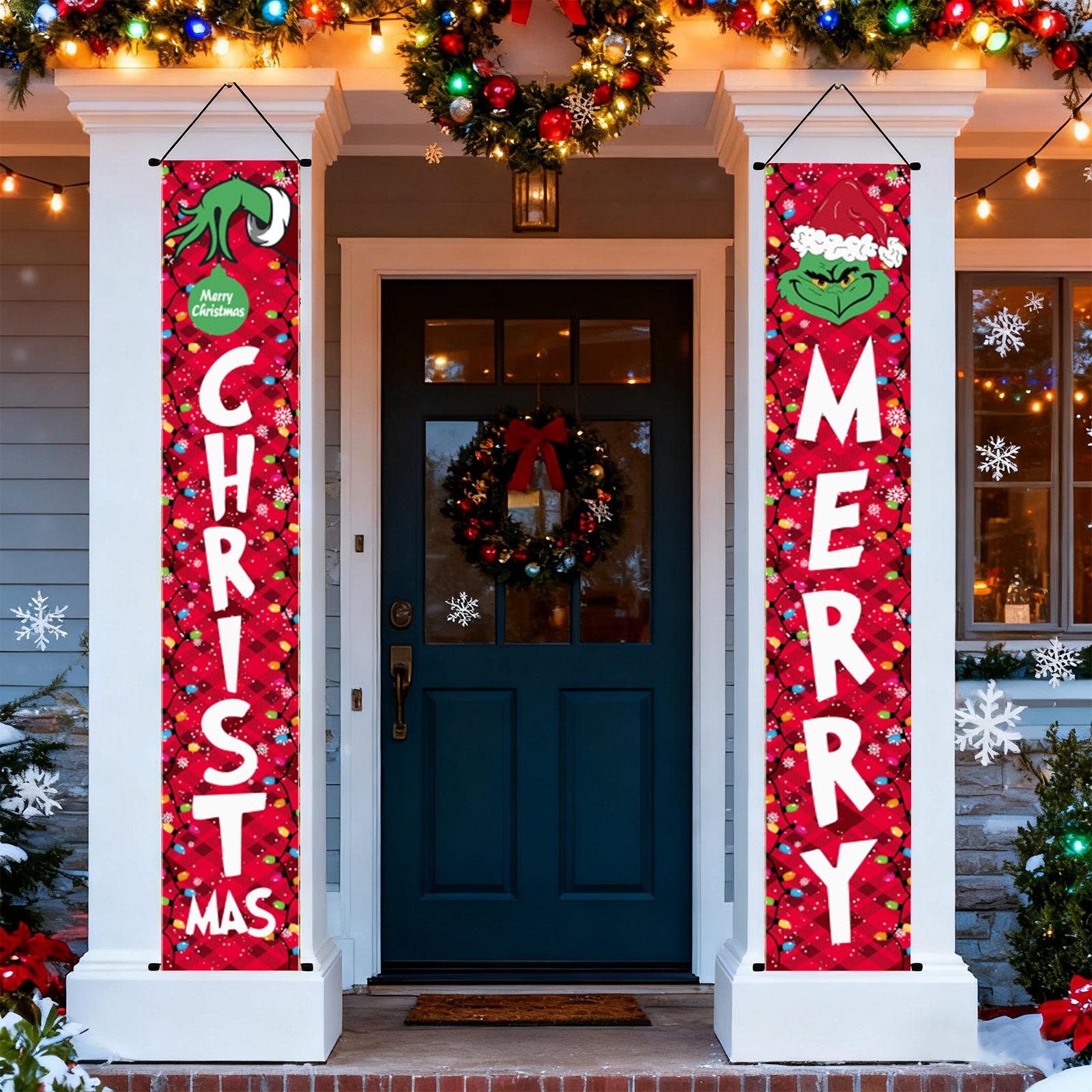 

New Arrival! 30*180cm Christmas GreenGhost Couplets - Polyester,Durable& Eye-catching Design For Home & Cafe Decoration. One Size