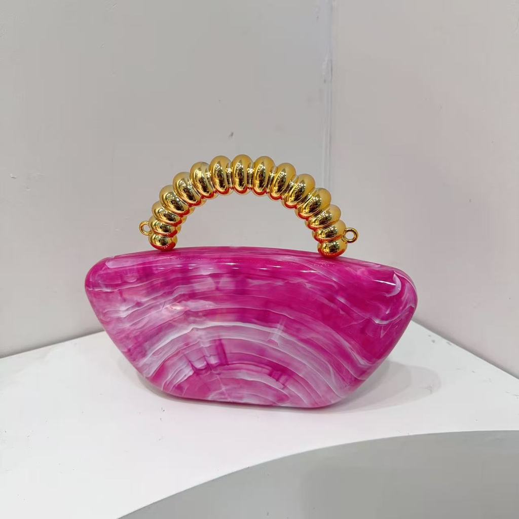 Acrylic Marble Pattern Evening Bag With Magnetic Closure For Elegant Party And Dinner Events
