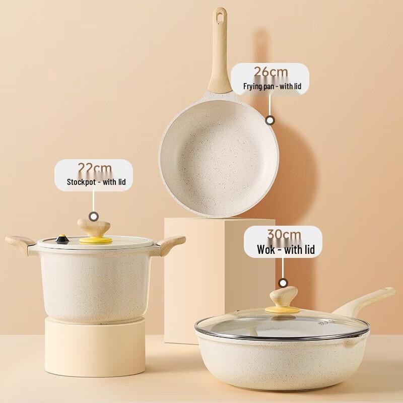 

COOKER KING White Non-stick Flat-Bottom Wok