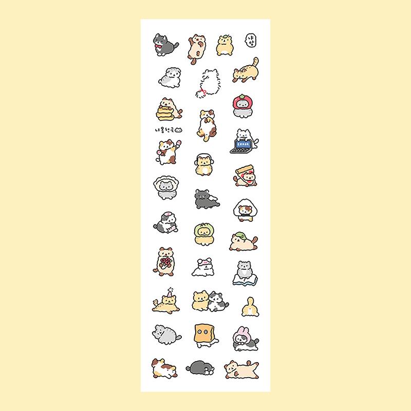 1/3 Sheets Korean Cute Graffiti Style Rabbit Cartoon Stickers Kawaii Animal Decals Hand Account Diary Scrapbook Sticker