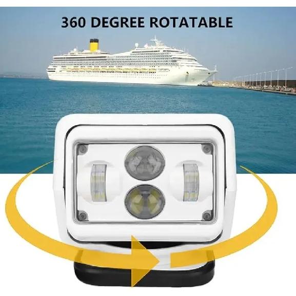 LED Marine Searchlight,60W 12V24V Remote Control Spotlight,360 Degree Rotating Work Light,for Boat Truck SUV 4x4 Off-Road,7 Inch