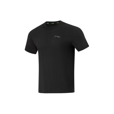 Li Ning Running Series Solid Color Round Neck Pullover Breathable Short Sleeve T-Shirt Men Tops Black ATSU195-1
