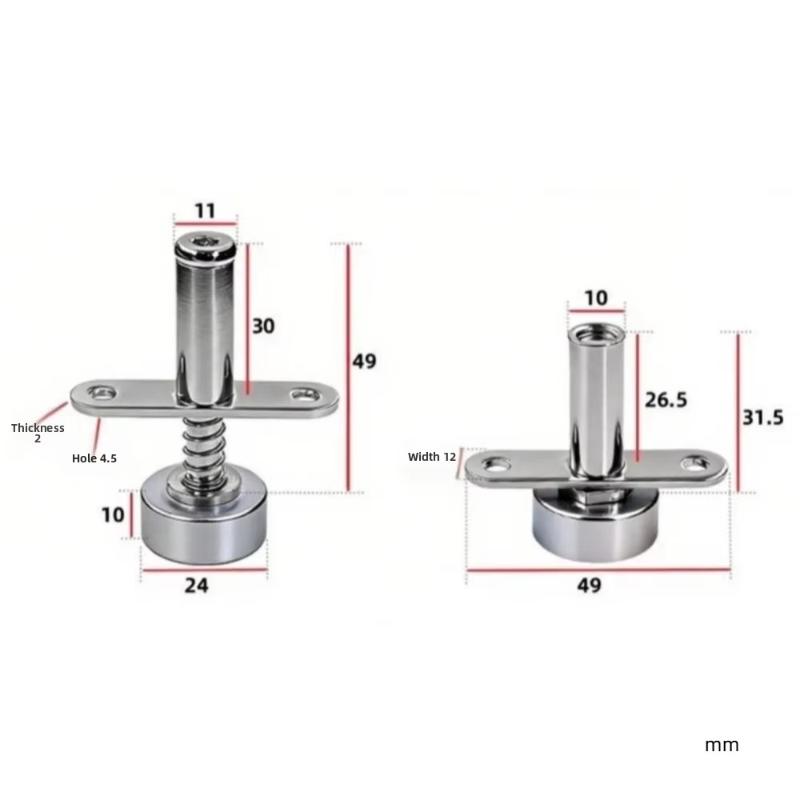 360 Degree Rotation Pivot Hinge Set Adjustable Heavy Duty Anti-Rust for Commercial Space Glass Screen Partition Use