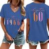 Unisexs Tee Shirt Vintage 1966 Chapter 60 Front And Back Print V Neck Tshirt 60th Birthday Short Sleeve Graphic Tee Unisex