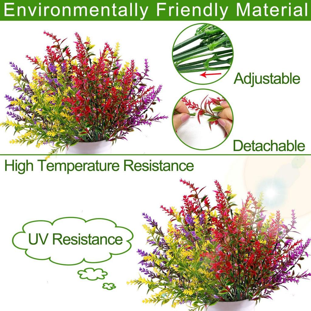 Outdoor Artificial Simulated Green Plants 7 Heads 35 Mesh Lavender Fake Flower Plant Window Decoration Pointed Wheat Ear Handle Bundle