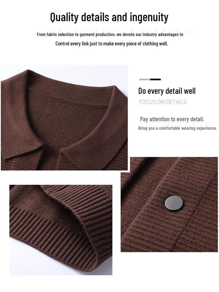 Pierre Cardin Men's Long-Sleeve Knit Cardigan Jacket for Spring and Autumn