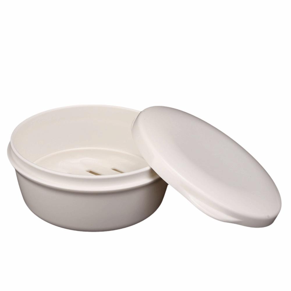 Plastic Soap Case White Soap Dish Round Corner Soap Box  Outdoor Camping
