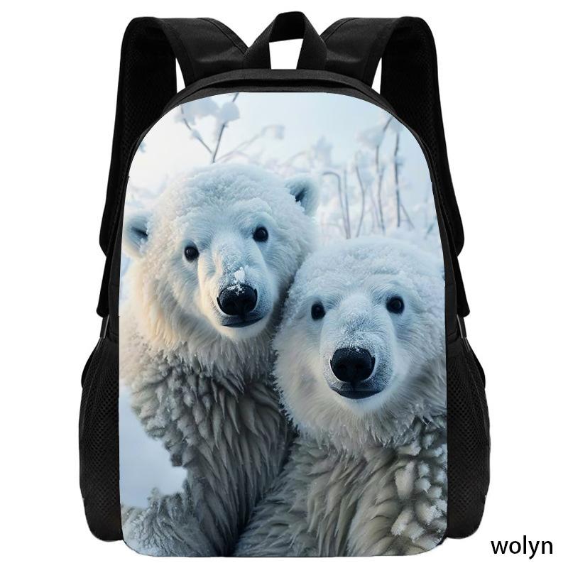 Polar bear pattern simple and cute backpack student schoolbag computer bag