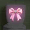 Pink Bow Toilet Stickers Featuring Glow-In-The-Dark Bows, Rhinestone Embellishments, And Luminous Designs