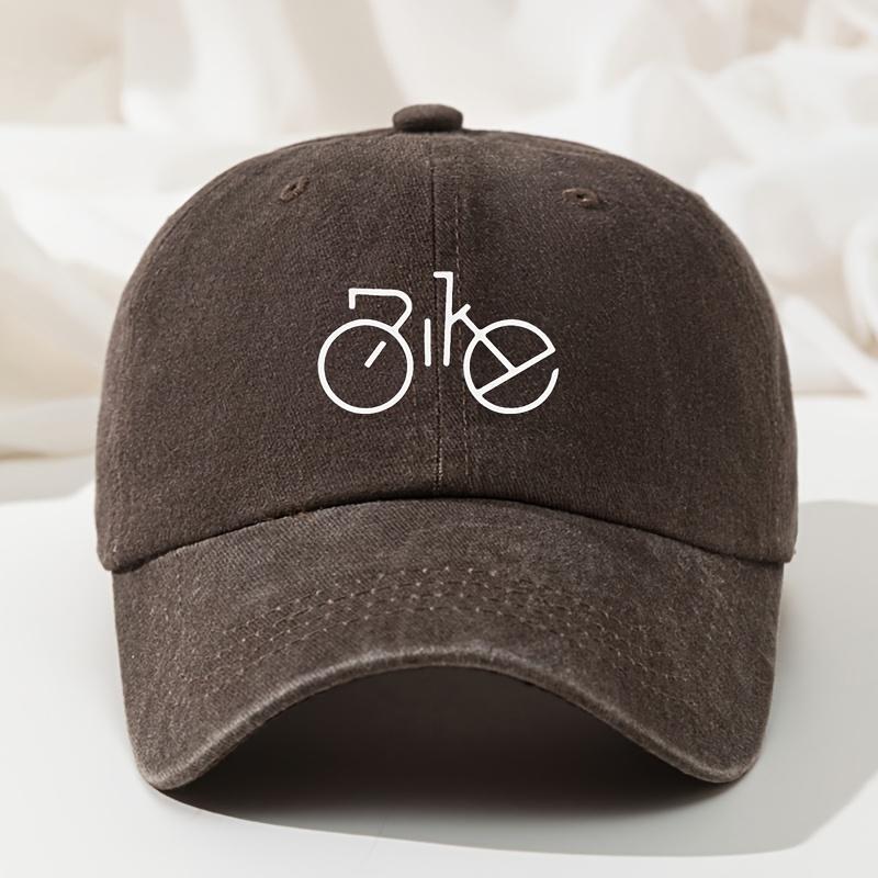 Baseball Cap Bicycle Print Dad Truck Cap Retro Washed Men's and Women's Fashion Fishing Hat Curved Brim Peaked Cap