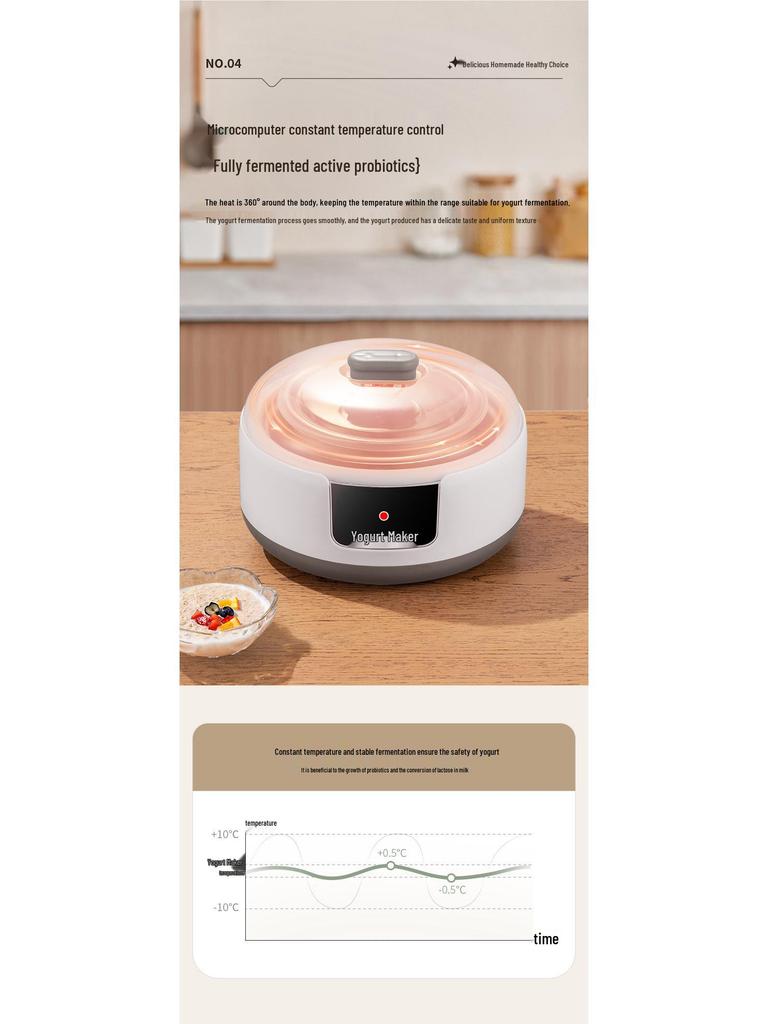 1.2L Household Yogurt & Natto Maker, 110V Fermenter with Constant Temperature and Pet Heating Water Dispenser