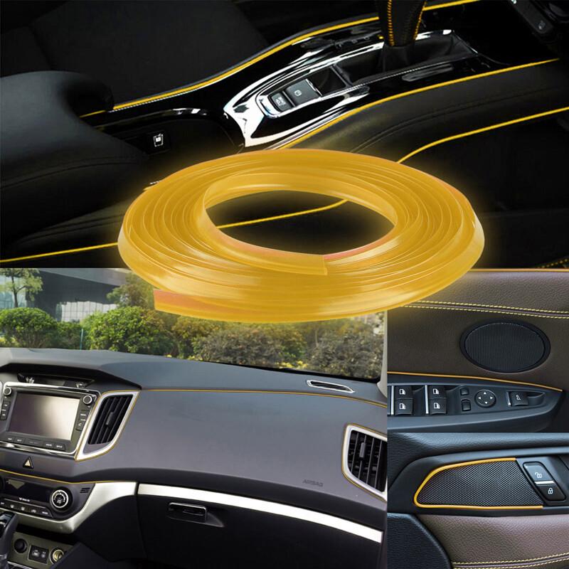 Yellow 5M Car Interior Door Crack Edge Line Insert Molding Trim Strip Decor