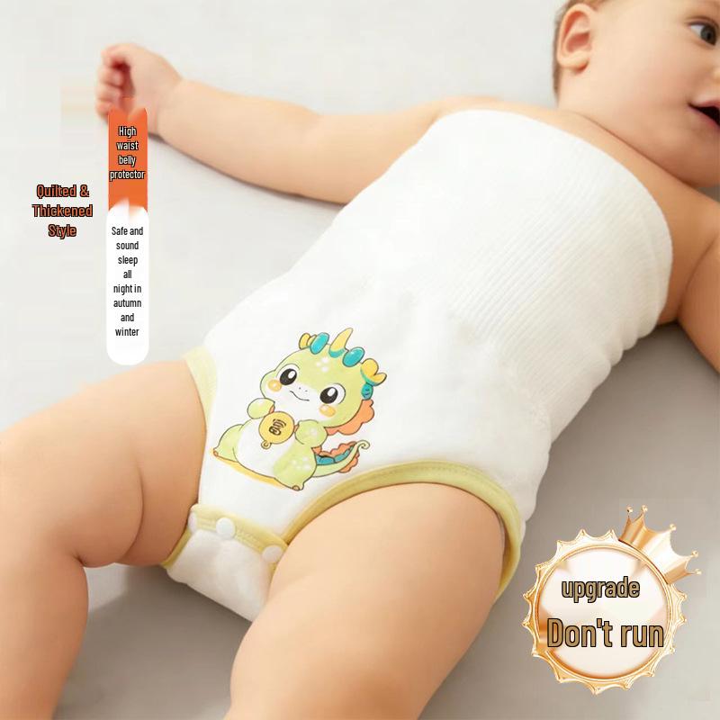 Neugeborenes Herbst/Winter Gepolsterter Baby Bauchgurt mit hoher Taille aus Baumwolle mit Nabelschutz und Kälteschutz
