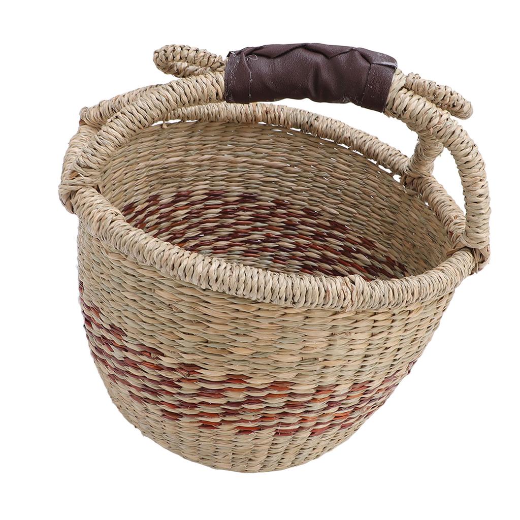 Picnic Basket Seagrass Woven Decorative Rustic Small Storage Basket with Handle for Desk Organizing