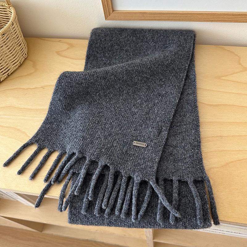 Scarf Women's High-end Tassel Warm Short Pure Wool Small Scarf Men