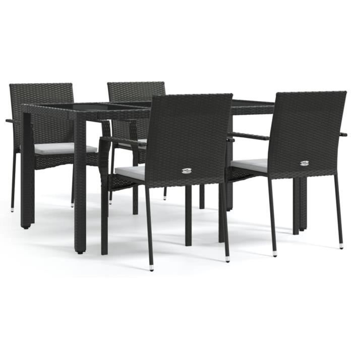 VidaXL Garden Dining Furniture and Cushions 5pcs Black Wicker 3184977