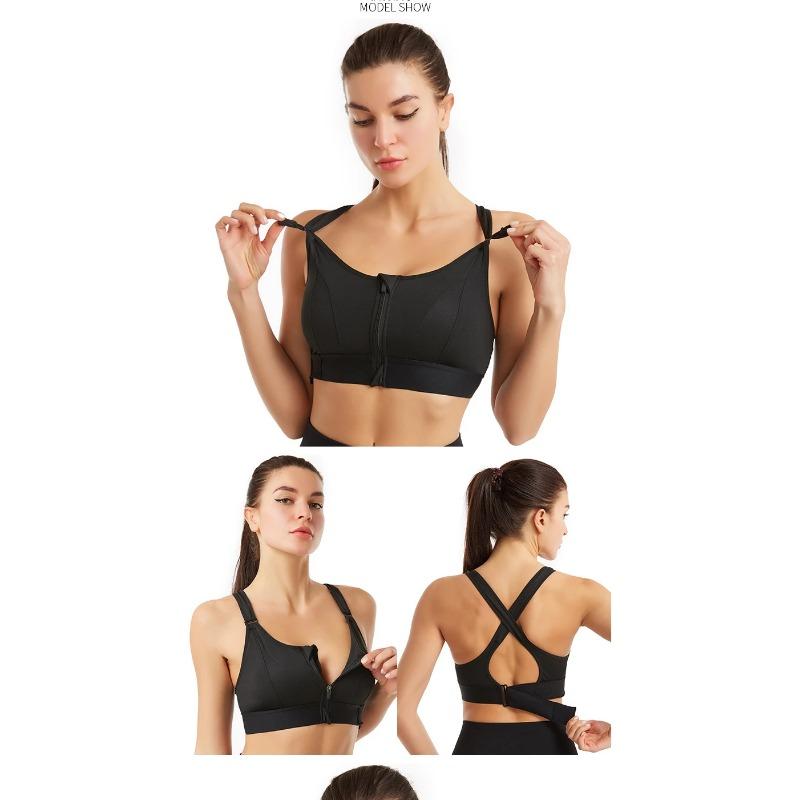 Reggiseni Sportivi da Donna Leggings Top Corto Gilet Cerniera Frontale Taglia Plus Spalline Regolabili Antiurto Palestra Fitness Atletico Reggiseno